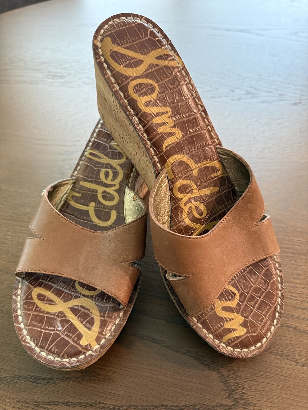 Sam Edelman Brown Leather Platform Wedge Sandals